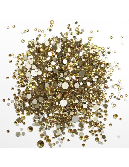 SET 1440 BUC. CRISTALE FAȚETATE AURII MARIME SS3-SS16