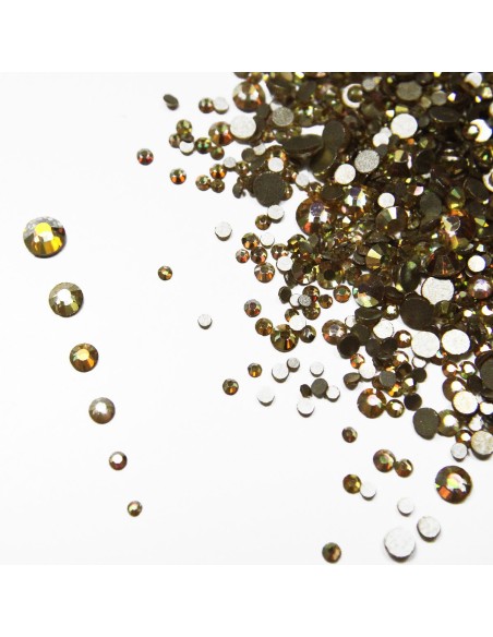 SET 1440 BUC. CRISTALE FAȚETATE AURII MARIME SS3-SS16