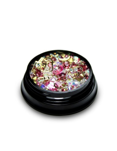 MIX CRISTALE FAȚETATE ROZ SI ORNAMENTE UNGHII