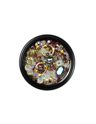 MIX CRISTALE FAȚETATE BEJ SI ORNAMENTE UNGHII