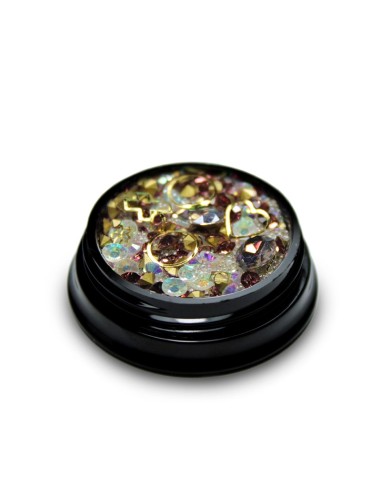 MIX CRISTALE FAȚETATE BEJ SI ORNAMENTE UNGHII