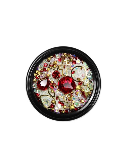 MIX CRISTALE FAȚETATE ROȘII SI ORNAMENTE UNGHII