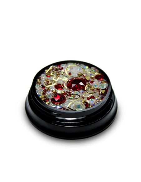 MIX CRISTALE FAȚETATE ROȘII SI ORNAMENTE UNGHII