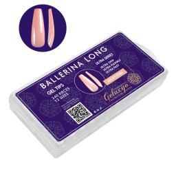 GEL TIPS BALLERINA LONG MILKY PINK SET 240 BUC DIVERSE MĂRIMI