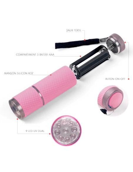 MINI LAMPĂ LED/UV CU ȘTAMPILĂ SILICON
