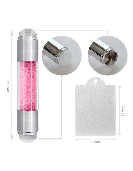 SET ŞTAMPILĂ DUBLĂ SILICON CU CRISTALE ȘI MATRIȚĂ XY-N09