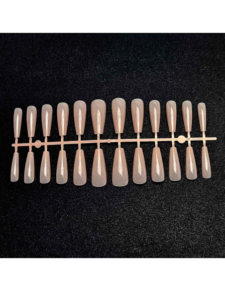 GEL TIPS BALLERINA LONG MILKY PINK SET 24 BUC DIVERSE MĂRIMI