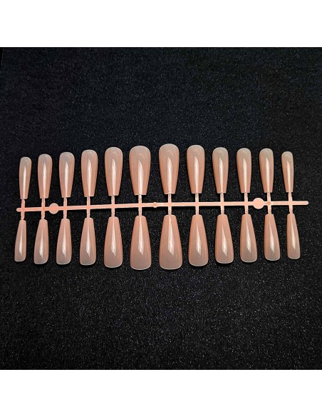 GEL TIPS BALLERINA LONG MILKY PINK SET 240 BUC DIVERSE MĂRIMI