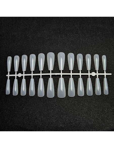 GEL TIPS BALLERINA LONG MILKY WHITE SET 24 BUC DIVERSE MĂRIMI
