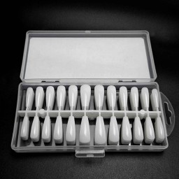 GEL TIPS BALLERINA LONG MILKY WHITE SET 240 BUC DIVERSE MĂRIMI  2