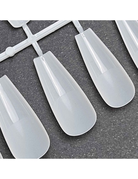 GEL TIPS BALLERINA LONG MILKY WHITE SET 240 BUC DIVERSE MĂRIMI