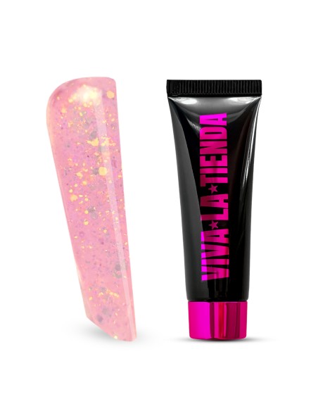 Polygel Viva La Tienda Crystal 15 - Pixie Dust - 15ml – rezistență ridicată, flexibilitate optimă, polimerizare rapidă, stabilitate la apex, claritate bună, profunzime vizuală și reflexii curate pentru încapsulare și structuri tehnice | potrivit pentru tehnicieni avansați