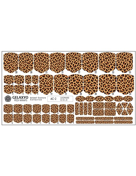 PEDI WRAPS ANIMAL COUTURE AC-2 GELAXYO CU 38 DE WRAPURI, 26 DECORAȚIUNI, PILĂ, BEȚIȘOR ȘI MINIRIGLĂ INCLUSE - CREEAZĂ RAPID O PEDICHIURĂ ELEGANTĂ MODEL LEOPARD