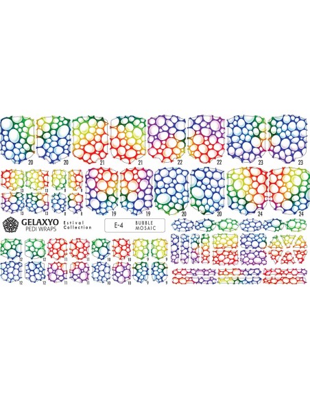 PEDI WRAPS ESTIVAL 4 GELAXYO CU 38 DE WRAPURI, 26 DECORAȚIUNI, PILĂ, BEȚIȘOR ȘI MINIRIGLĂ INCLUSE - Compoziție artistică cu bule multicolore, pentru un look proaspăt și modern