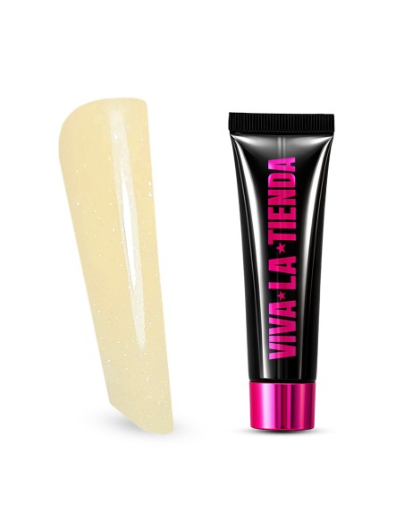 Polygel Viva La Tienda – MACARONS 02 15ml Vanilla – galben cu sclipici extrafin, aderență puternică
