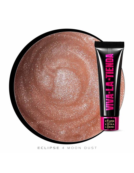 Polygel Viva La Tienda – Eclipse 04 Moon Dust 15ml by Edina Lörinc – nude cu sclipici fin argintiu, aderență puternică, pentru manichiuri de mireasă și ocazii elegante