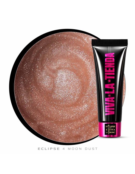 Polygel Viva La Tienda – Eclipse 04 Moon Dust 30ml – nude cu sclipici fin argintiu, aderență puternică, pentru manichiuri de mireasă și ocazii elegante