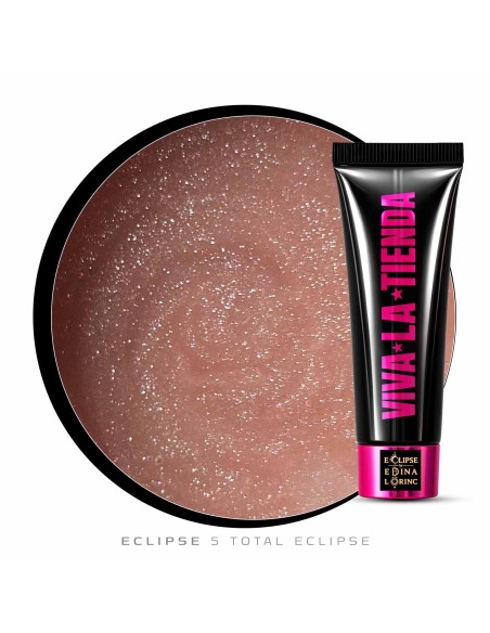 Polygel Viva La Tienda – Eclipse 05 Total Eclipse 30ml by Edina Lörinc – nude cu sclipici fin argintiu, aderență puternică, pentru manichiuri de mireasă și ocazii elegante