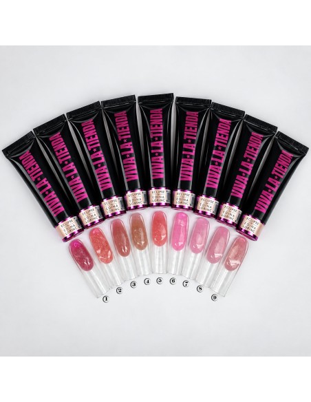 Polygel Viva La Tienda – Eclipse 06 Pink Nebula 15ml by Edina Lörinc – roz cu sclipici fin argintiu, aderență puternică, pentru manichiuri de mireasă și ocazii elegante