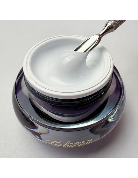 GELAXYO MILKY WHITE - 15ml Gel autonivelant de construcție  alb lăptos pentru tipsuri și  french babyboomer
